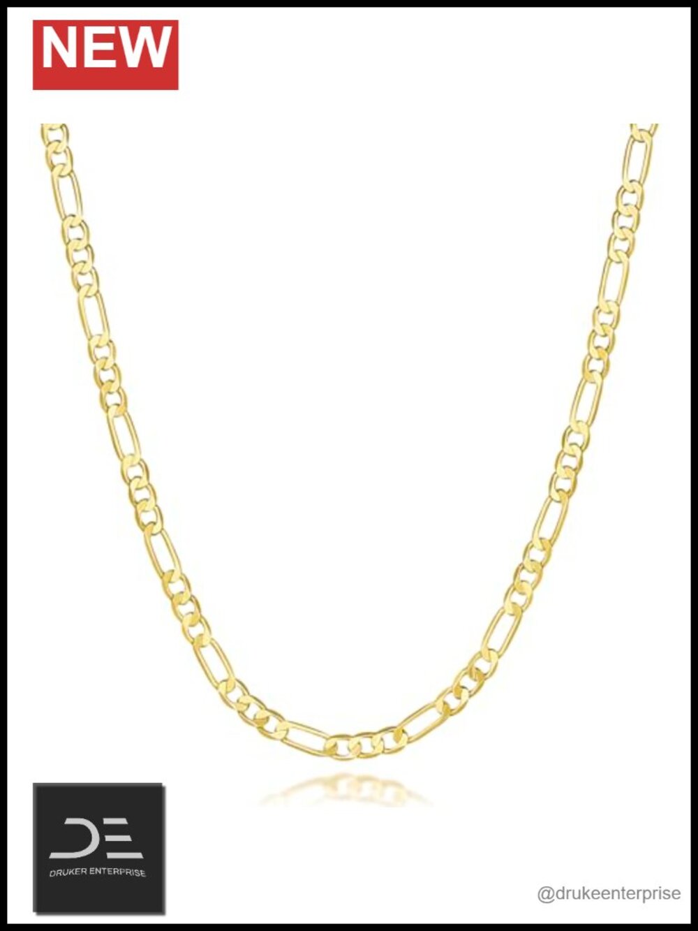 14K Gold Figaro Chain Necklace for Women Men 3.6mm
